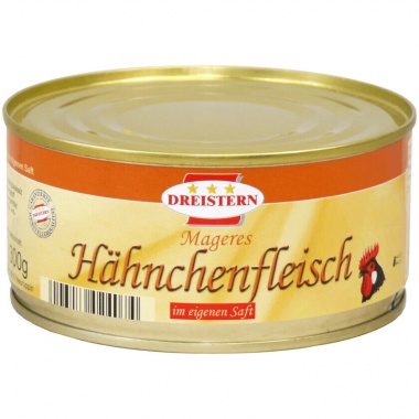 Dreistern H�hnchenfleisch im eigenen Saft 3 x 300 g Dose